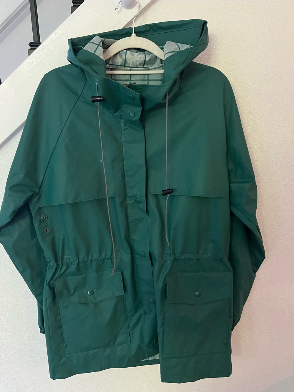 L.L. Bean Deep Green Hooded Raincoat